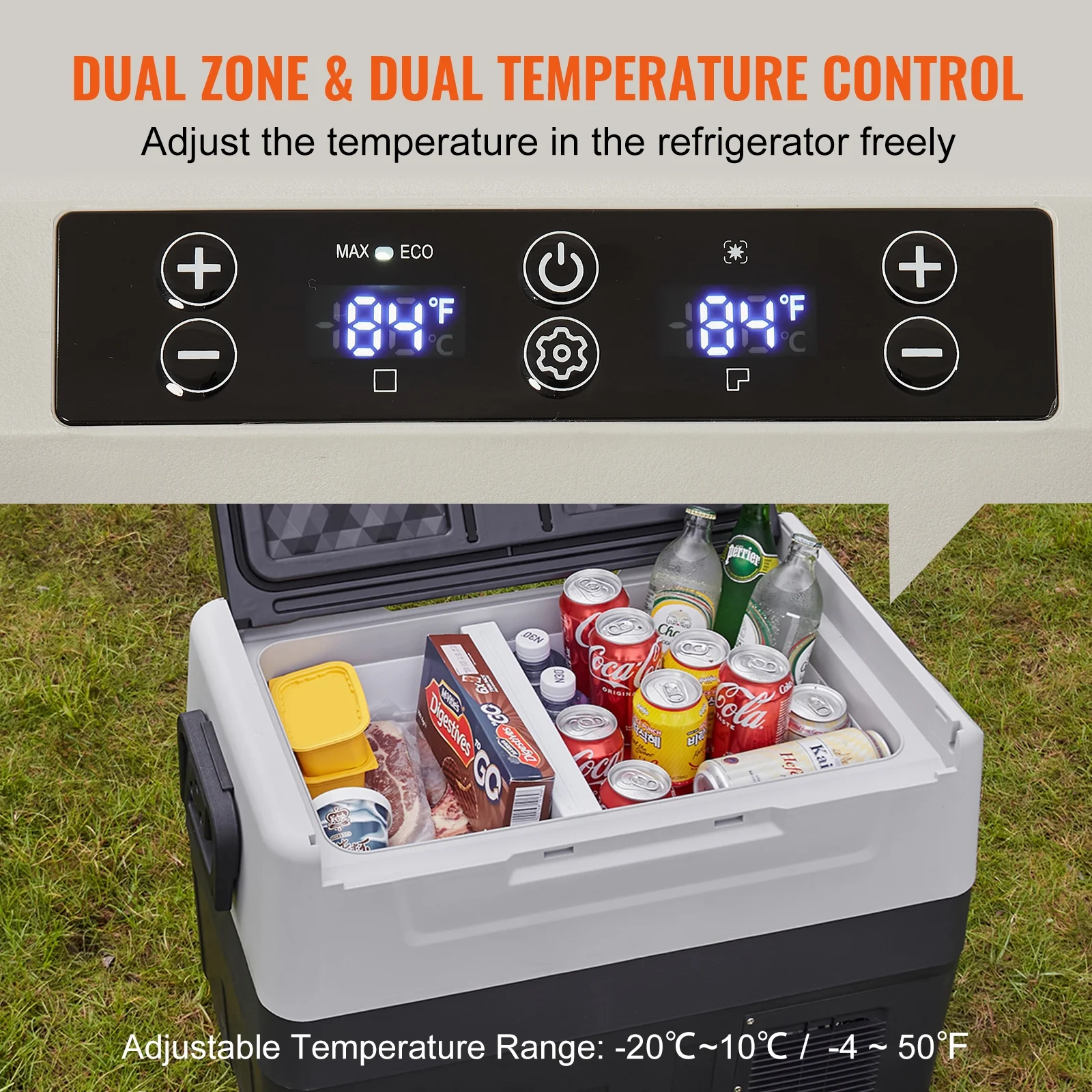 VEVOR 12 Volt Refrigerator, 48QT, Dual Zone Car Fridge Freezer with App Control & Wheels, 12/24V DC & 100-240V AC Electric Compressor Cooler for Car Truck Vehicle RV Boat Outdoor & Home Use - Image 3