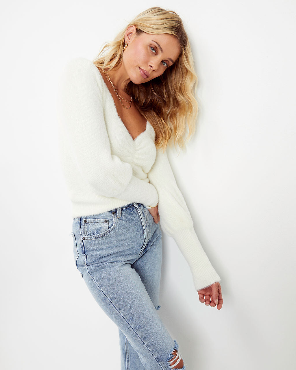 Sweetest Desire Knit Sweater Top - Cream - Se7enfashion