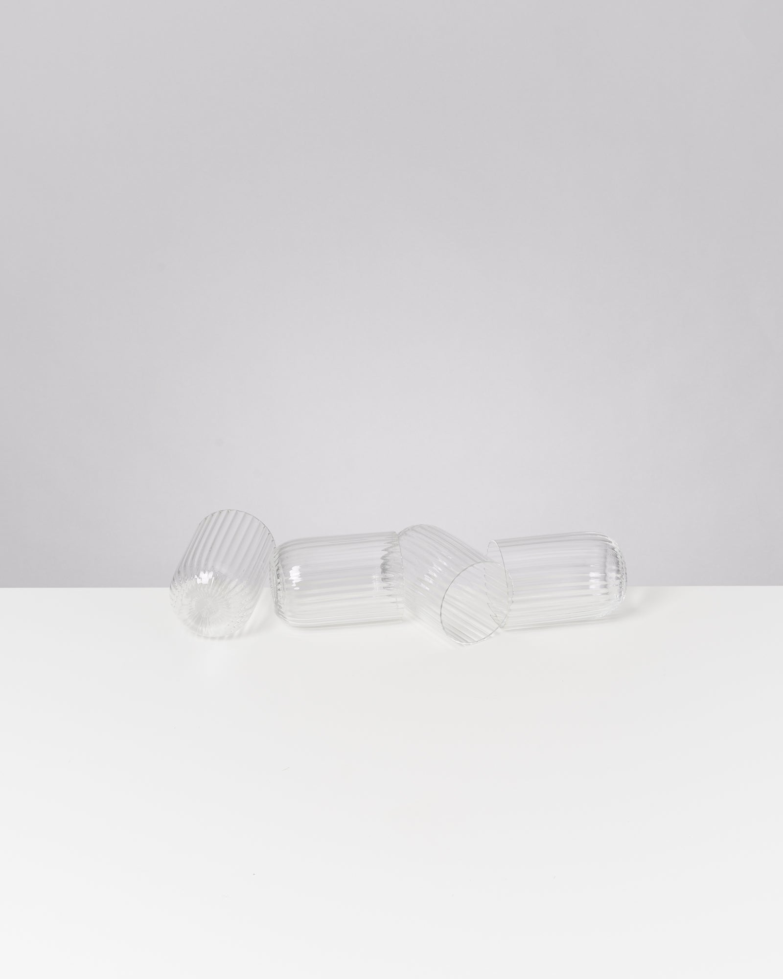 Joia Glas klein riffled transparent 4er-Set