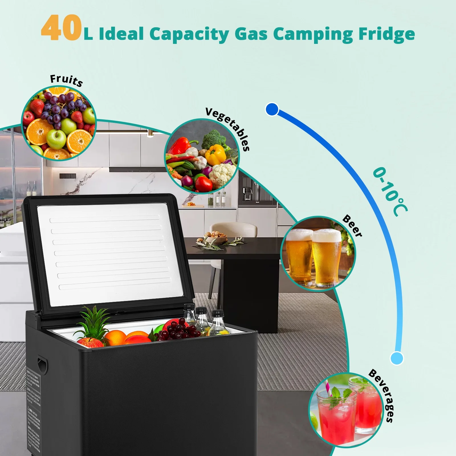 Smeta Chest Freezer LPG/12V/110-120V Refrigerator Outdoor Travel Fridge 1.6 Cu ft Indoor Car - Image 6