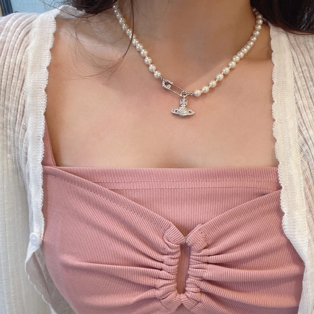 Vivienne Westwood Saturn Pearl Necklace - Original Replica Club