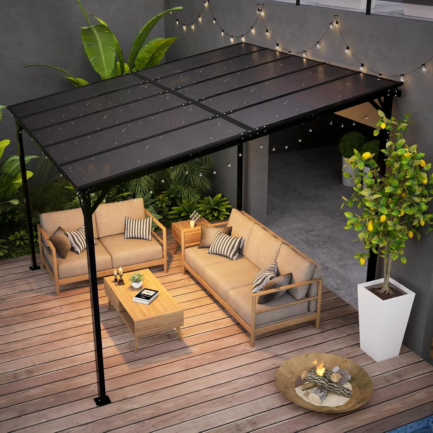 10x8 Pergola Patio Gazebo, Hardtop Outdoor Gazebo with Roof for Backyard, Decks, Garden - Image 9