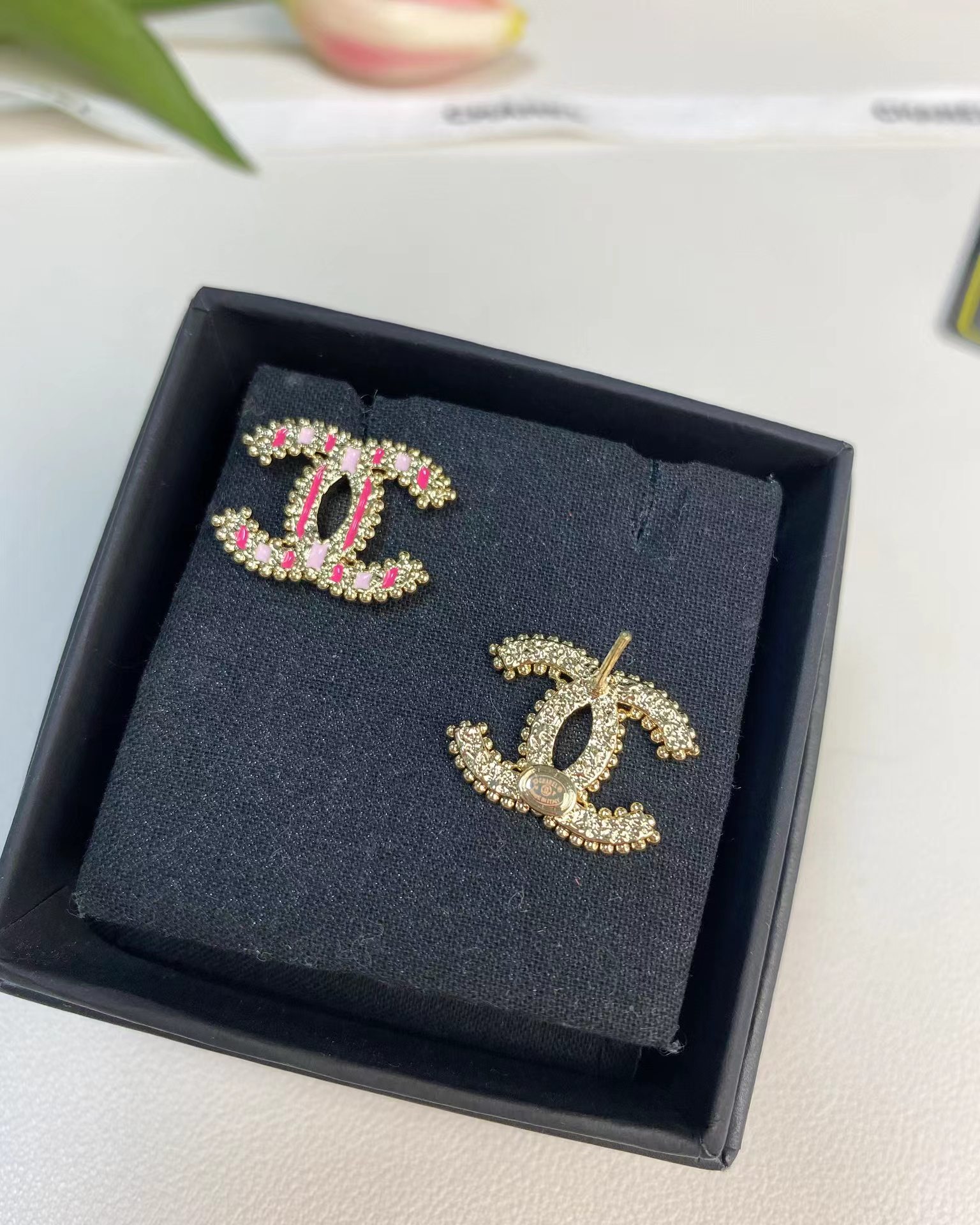 Chanel Enamel Pink Double C Earrings - Original Replica Club