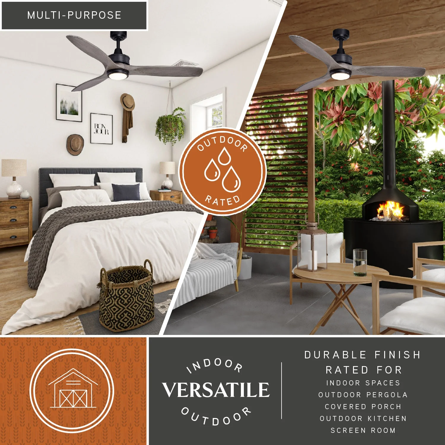 Vaxcel Curtiss Satin Brass Mid-Century Modern MCM Wood Propeller Ceiling Fan with LED Light Kit and Remote - Image 23