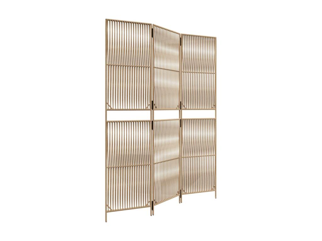 Tabique de resina tejida de 3 paneles beige