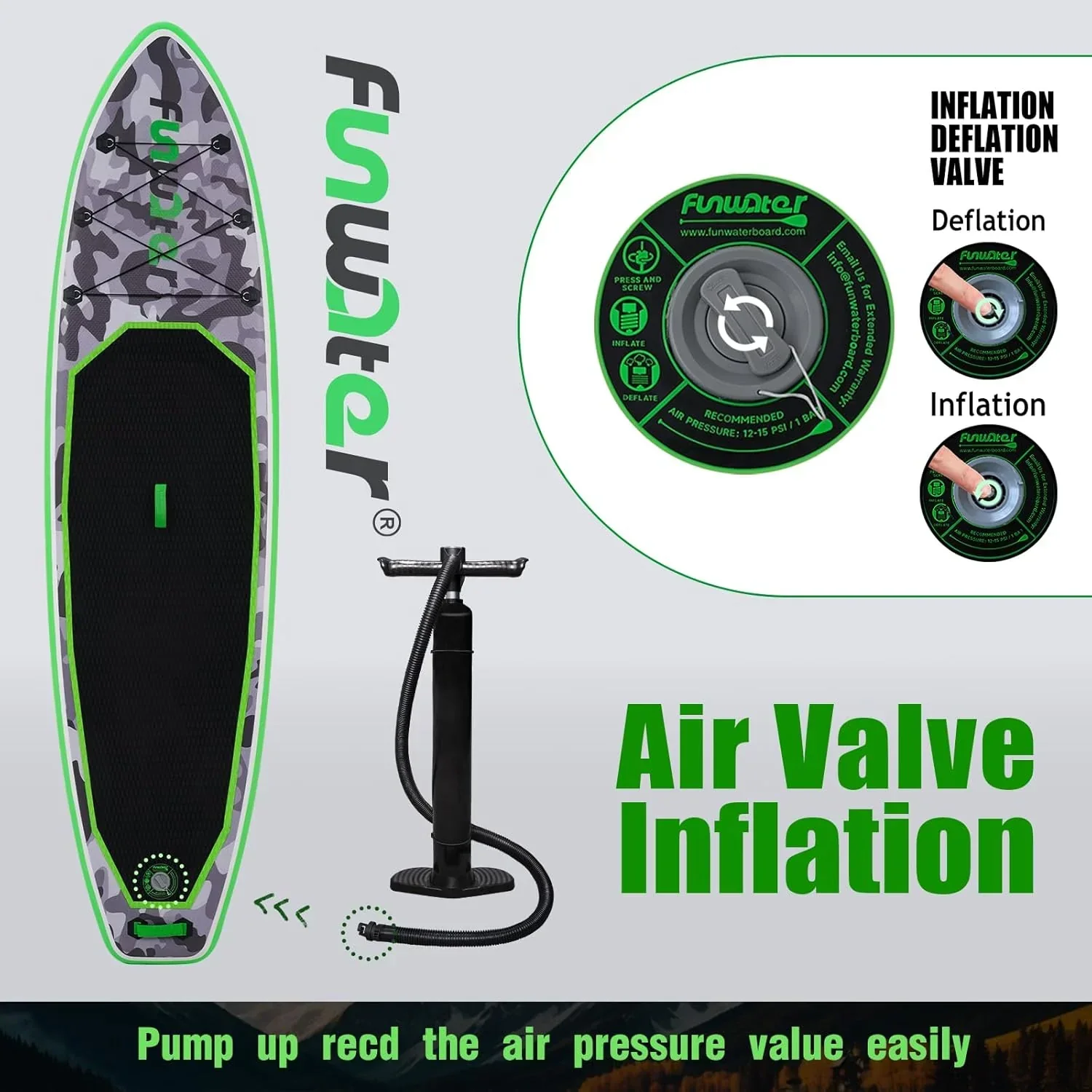 FunWater Inflatable Stand Up Paddle Board, 11 ft x 32 in x 6 in - SUP Paddle Accessories - Image 98 FunWater Inflatable Stand Up Paddle Board, 11 ft x 32 in x 6 in - SUP Paddle Accessories - Image 98