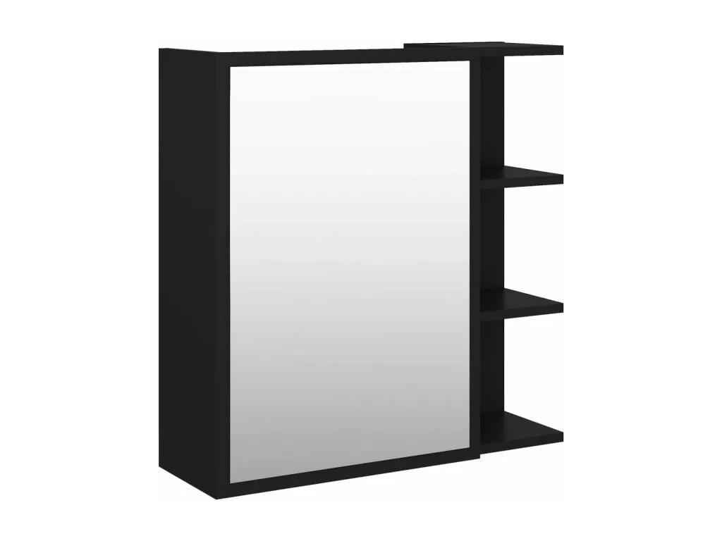 Armario de espejo de baño contrachapada negro 62.5x20.5x64 cm