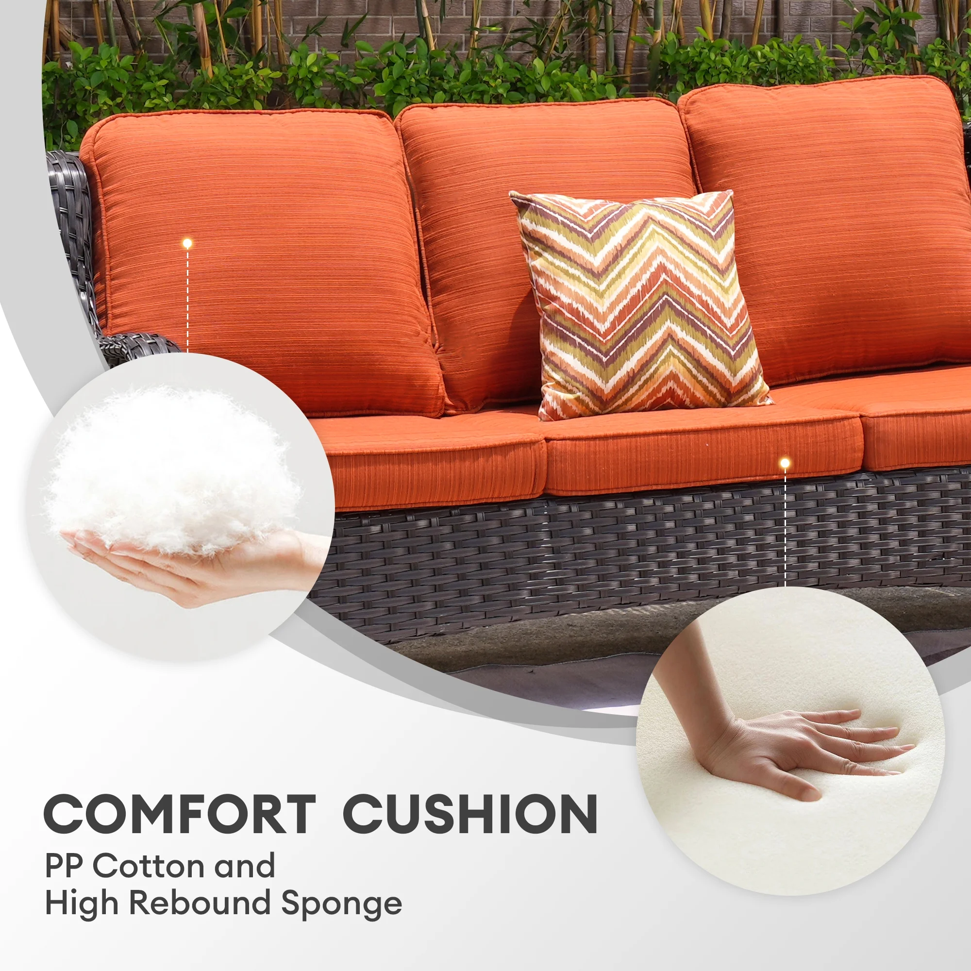 Vcatnet 8 Pieces Outdoor Patio Furniture Sectional Sofa All-weather Conversation Set with Swivel Rocking Chairs and Fire Pit Table for Garden,Poolside,Gray - Image 22