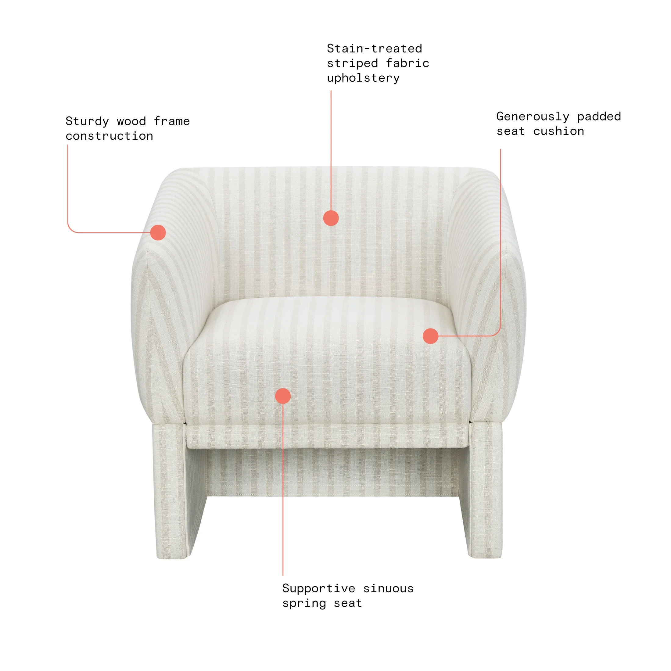 Beautiful Small Space Accent Chair by Drew Barrymore, Beige and White Linen - Image 4