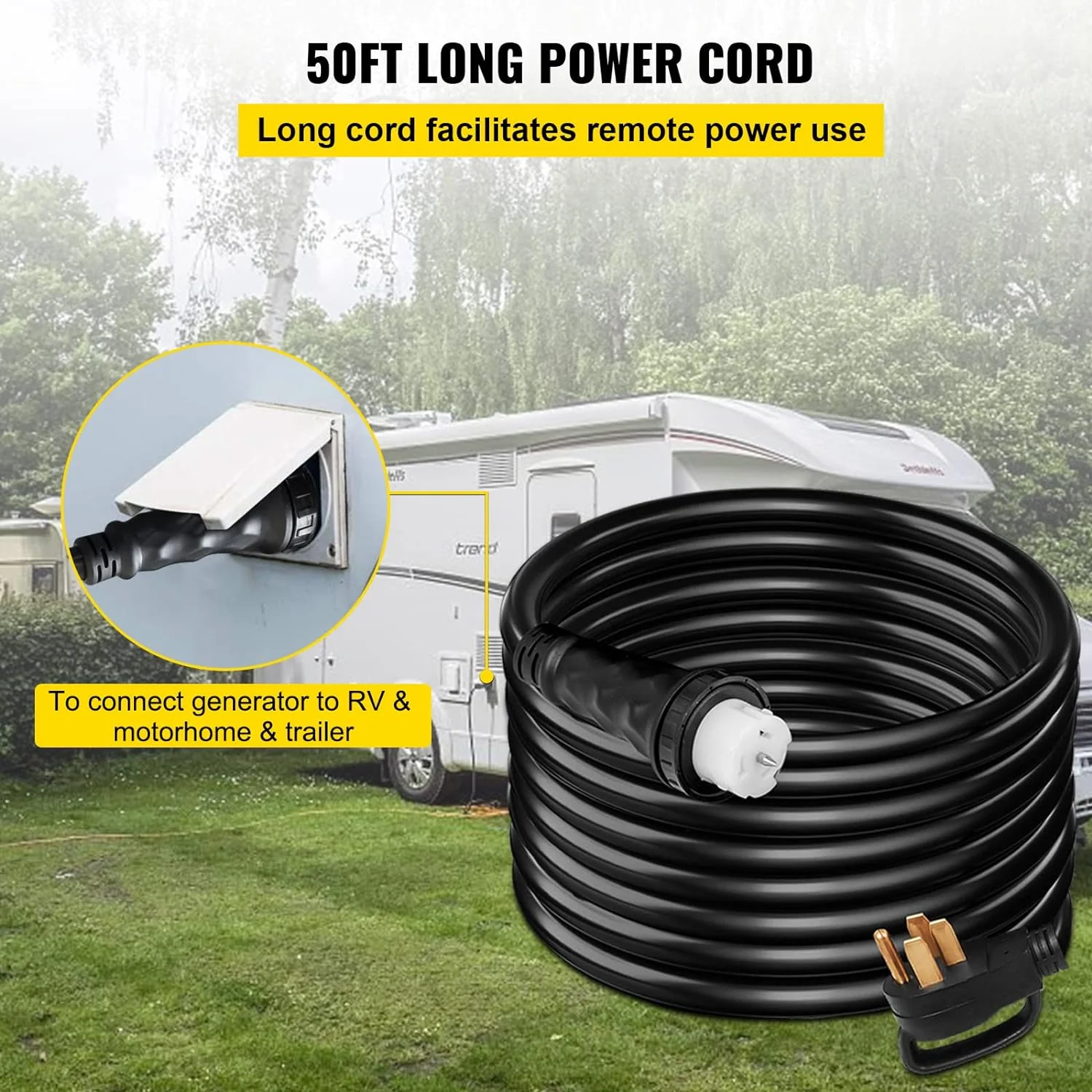 VEVOR Generator Extension Cord 50 ft 50 Amp STW 125V 250V 12500W N14-50P SS2-50R CS6364 - 45446 + 45505 - Image 4 VEVOR Generator Extension Cord 50 ft 50 Amp STW 125V 250V 12500W N14-50P SS2-50R CS6364 - 45446 + 45505 - Image 4