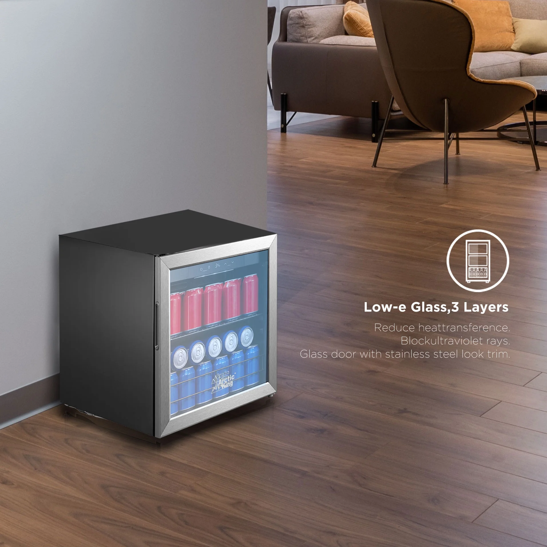 Arctic King 48-Can Stainless Steel Beverage Fridge & Cooler with Electrical Control, ARV48B1AST - Image 8