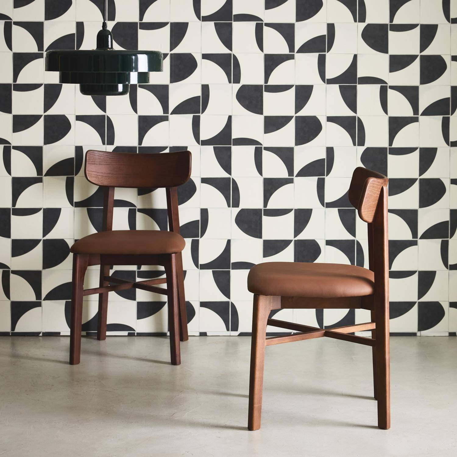 Thea - Sillas de madera de hevea y polipiel, set de 2