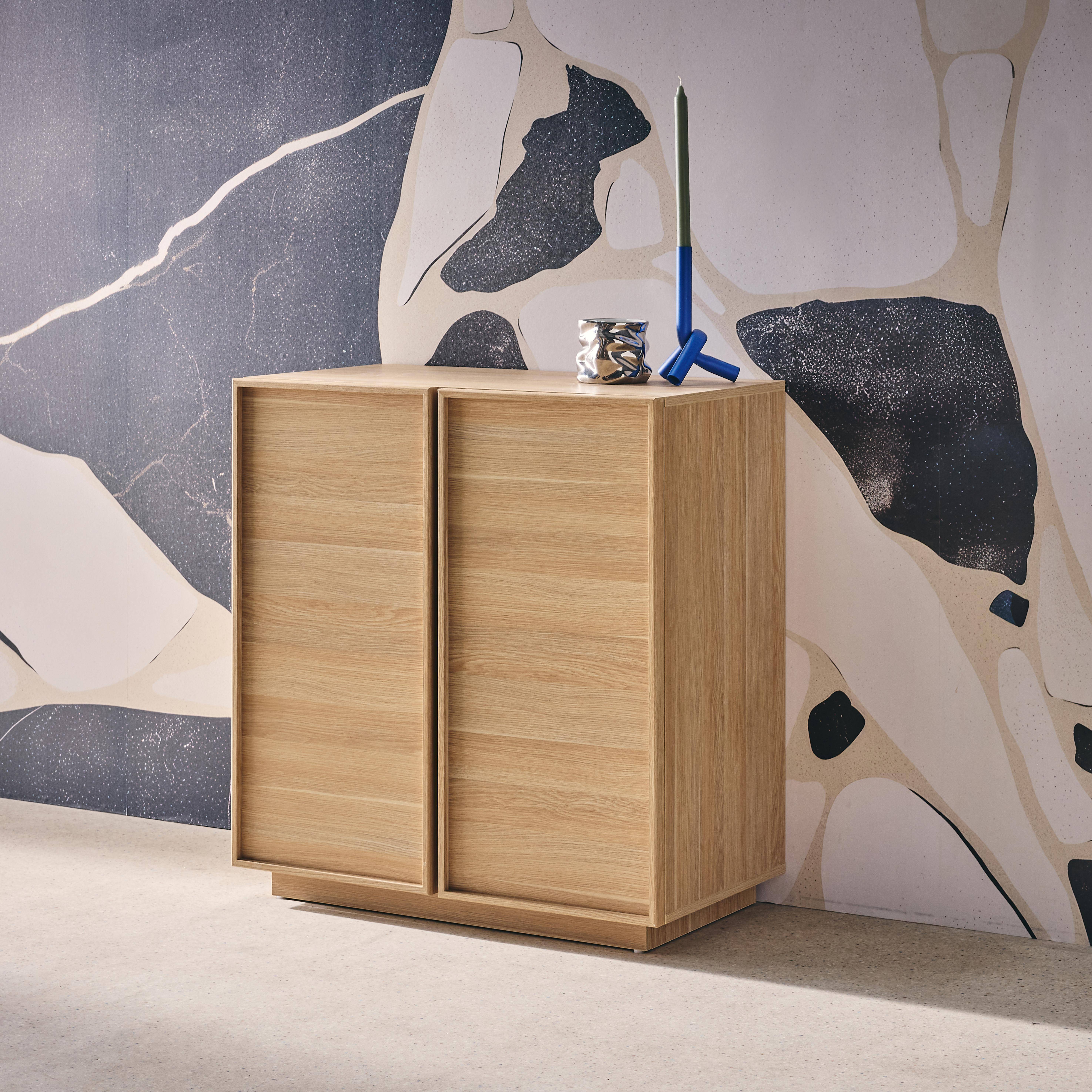 Kuba - Aparador efecto madera 2 puertas, 80cm
