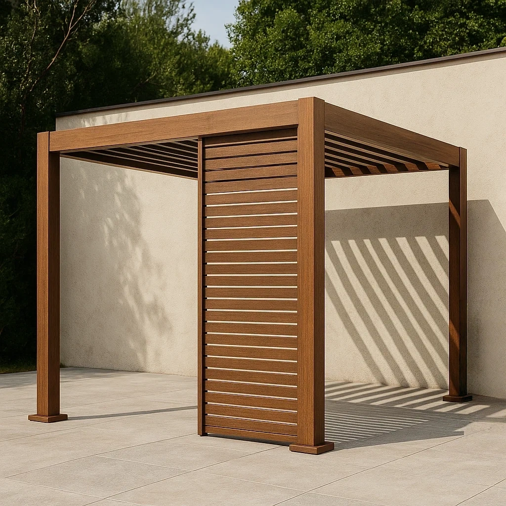 Pérgola,forma cuadrada,material madera,color marrón,techo abierto,instalación independiente,tamaño 300x300x250 cm,uso  para jardín o terraza - KSBAL4VMiY0E