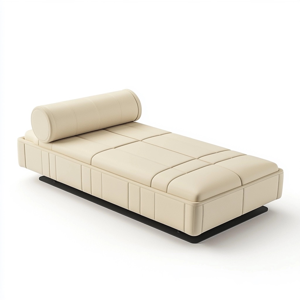 Sofá cama de cuero beige moderno y elegante para sala de estar