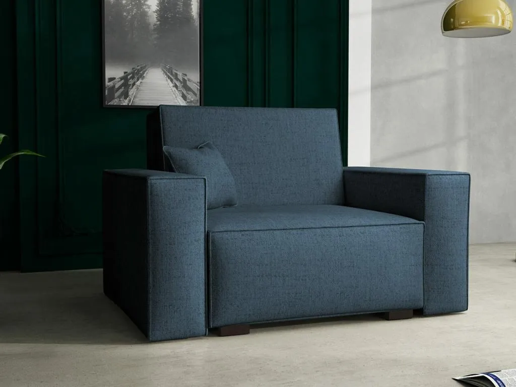 Sillón Quietena - Azul - 85x123x98cm - Tapiz - Patas Madera