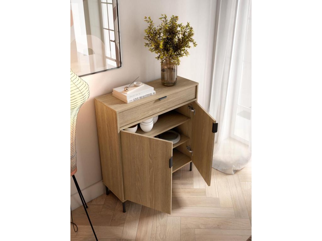 Mueble zapatero/armario - A89cm x L90cm x P29cm roble dorado - Hominor