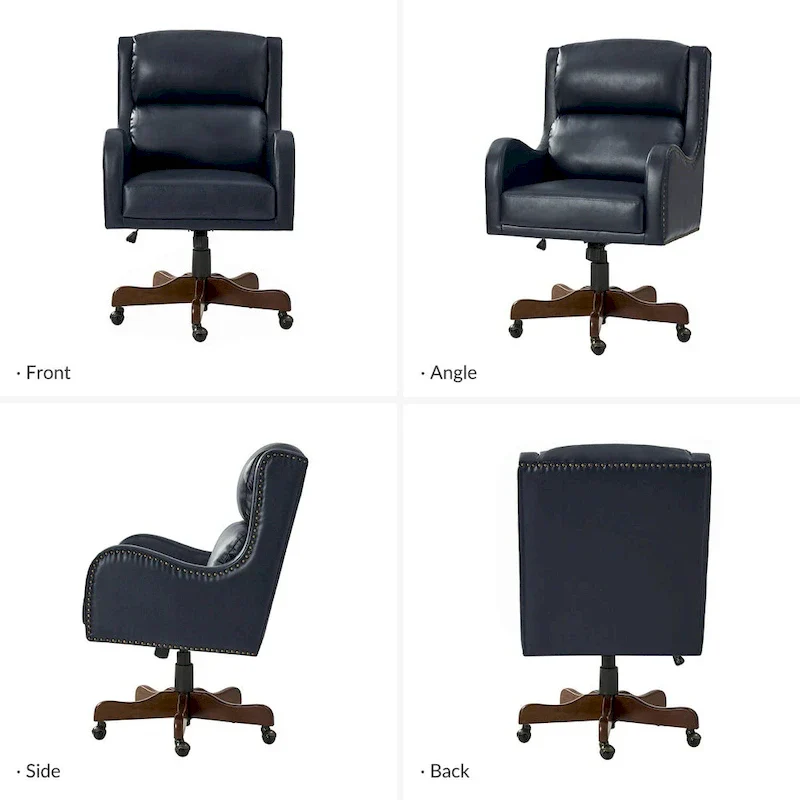 HULALA HOME Pete Adjustable Height Faux Leather Swivel Executive Chair with Tilt Mechanism