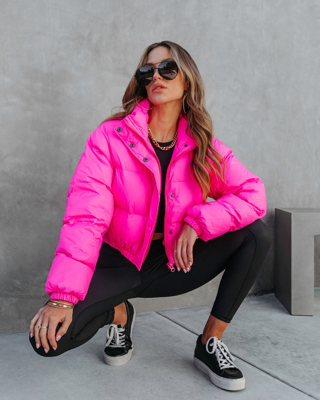 Alpine Explorer Pocketed Puff Jacket - Hot Pink - Se7enfashion