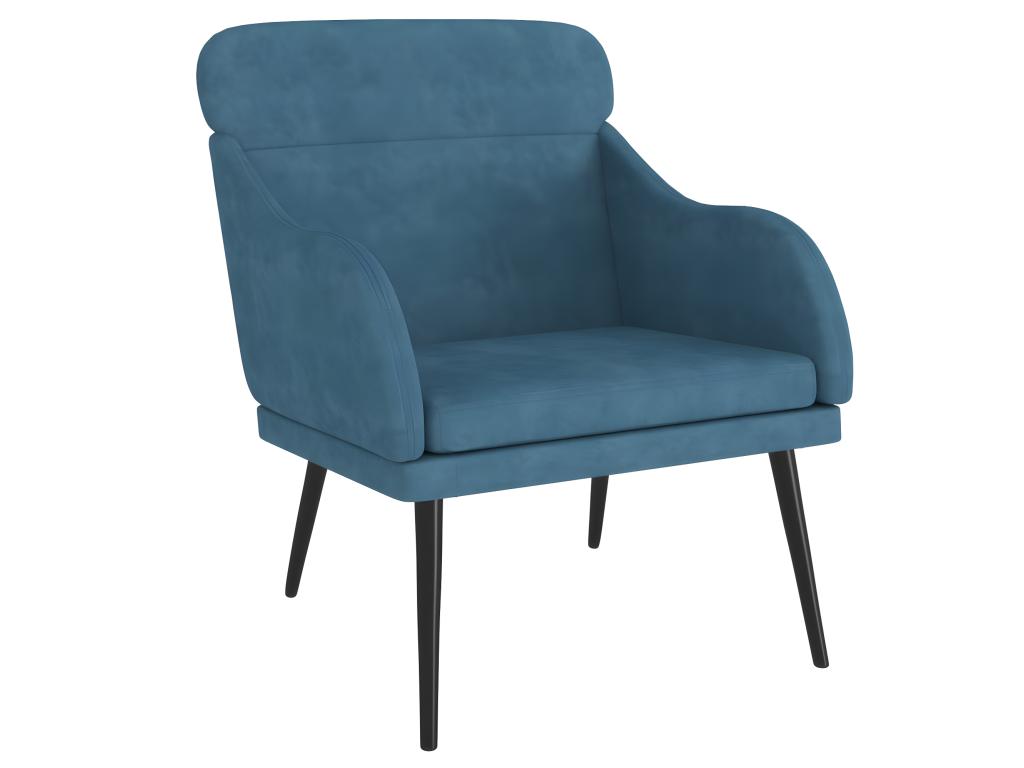 Sillón de terciopelo azul 63x76x80 cm