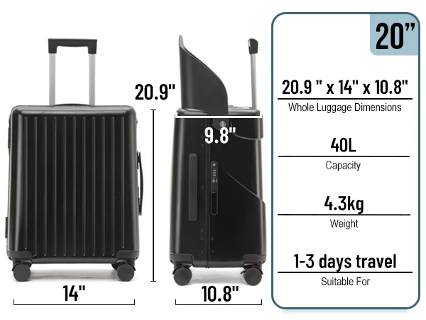 Fridtrip 20 Inch Carry On TSA Lock Luggage with Foldable Seat for Kids& Adult,Lockable Spinner Wheels Free Luggage Cover and Safety Seatbelt Travel Suitcase - Image 13