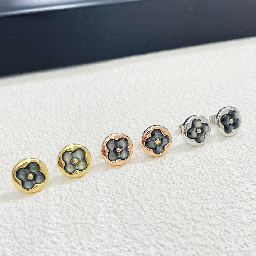 Louis Vuitton Gray Mother of Pearl Stud Earrings - Original Replica Club