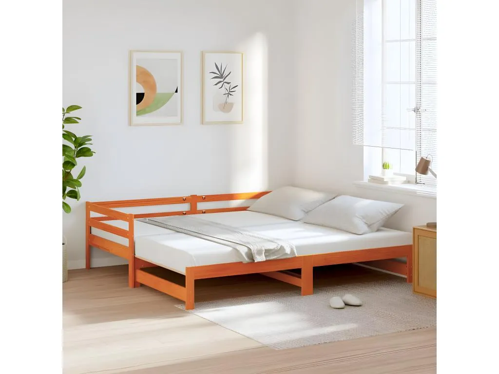 Sofá cama Decoesp sin colchón Decoesp maciza marrón cera 90x190 cm 67107ZFMJ