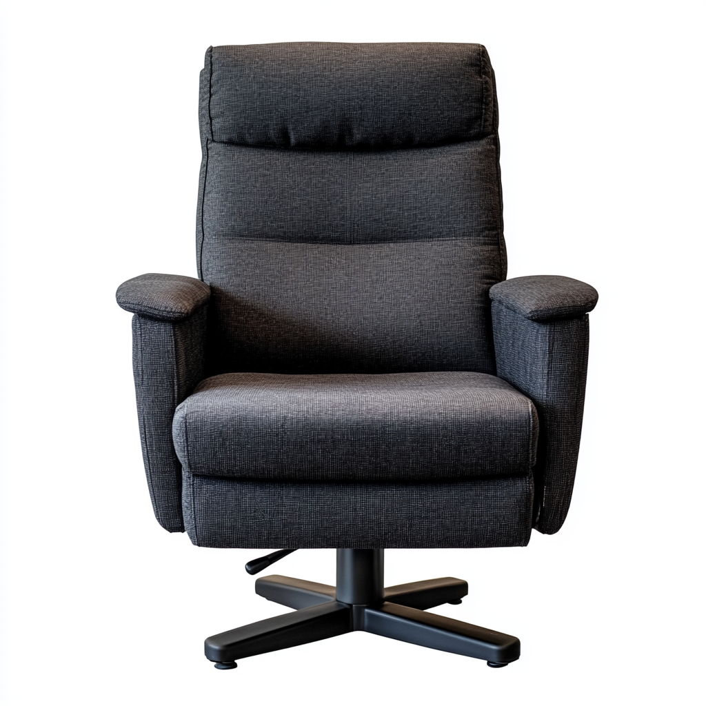 Sillón giratorio reclinable de tela gris oscuro 76x85 cm con base metálica