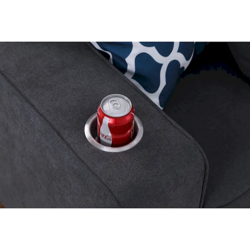 Modular Sectional Sofa with Ottoman Cupholders and Throw Pillows
