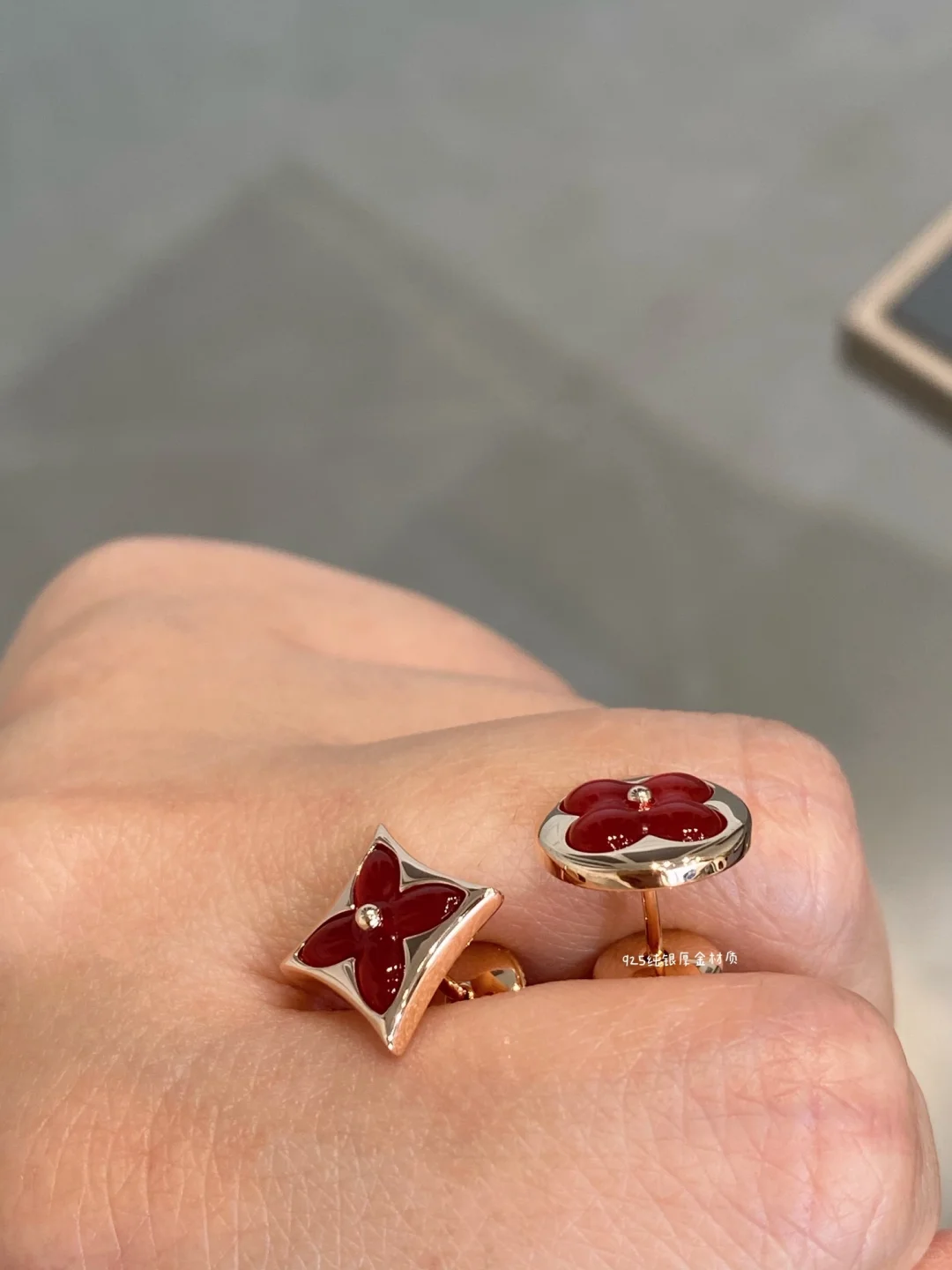 Louis Vuitton AB Asymmetric Red Carnelian Earrings - Original Replica Club