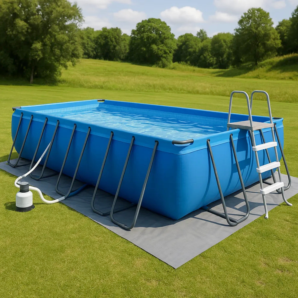 piscina tubular rectangular, piscina desmontable rectangular azul, azul, metal y PVC, jardín y exteriores, 732x366x132 cm yknpTCA630xI
