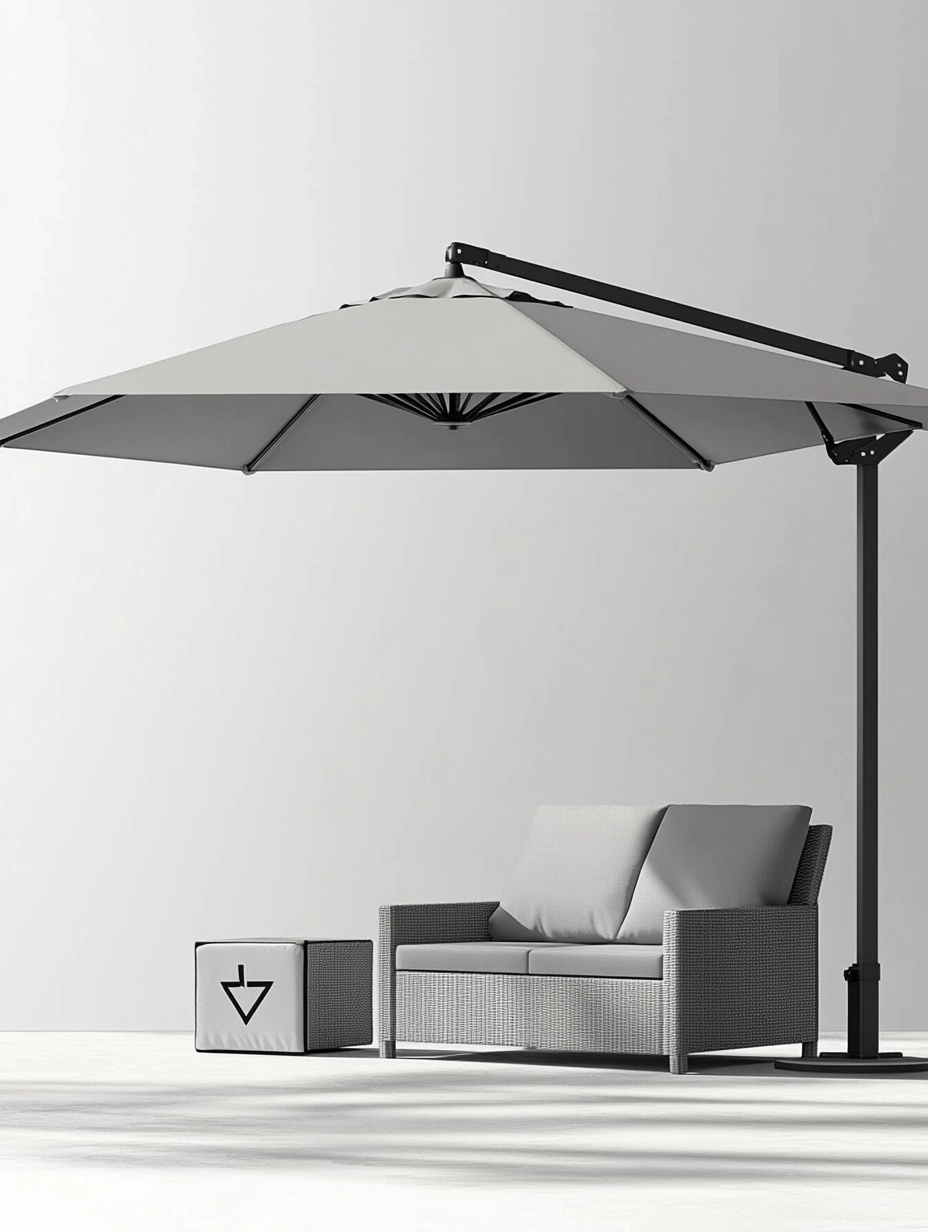 Parasol lateral de jardín aluminio gris 3x4 m