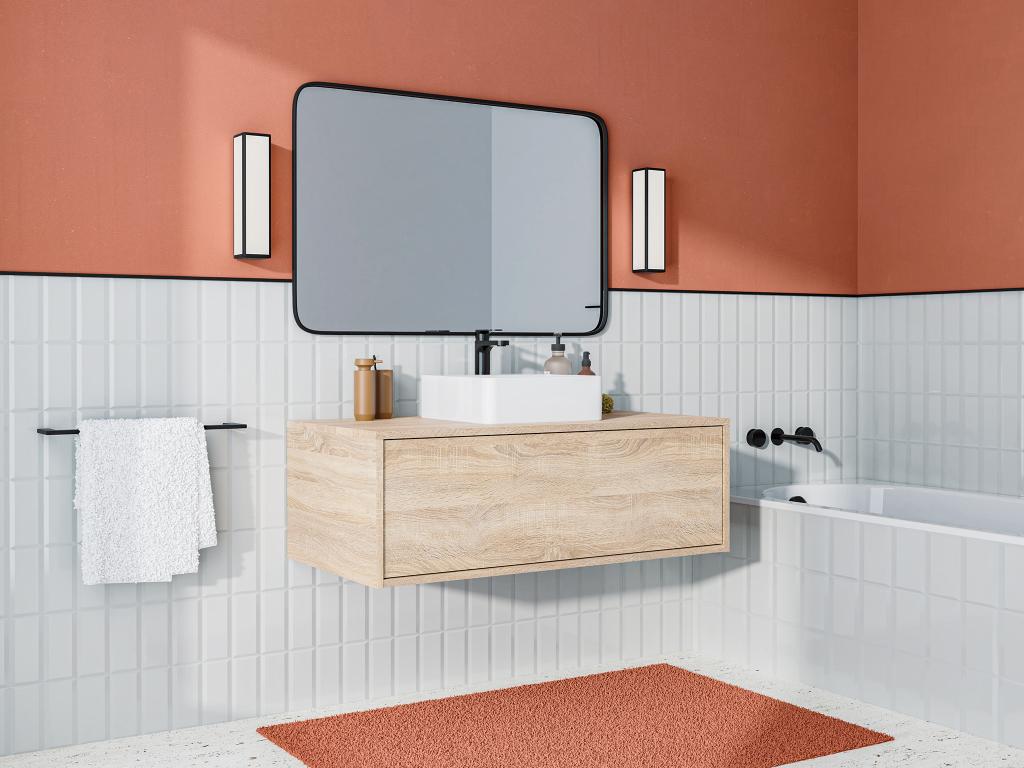 Mueble de baño flotante bajolavabo - Color natural claro - 94 cm - TEANA II