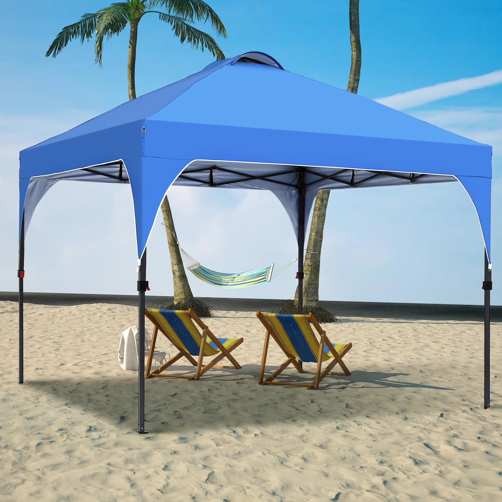 Ainfox 8'x8' Pop Up Canopy Tent, Easy-Setup Gazebo, Outdoor Canopy with 3 Adjustable Heights for Events, Parties, Camping, Blue - Image 8