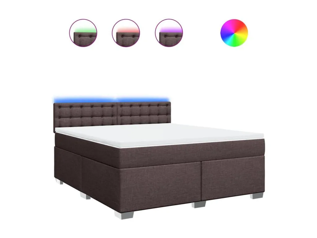 Cama box spring con colchón tela marrón oscuro 180x200 cm kbl3520319
