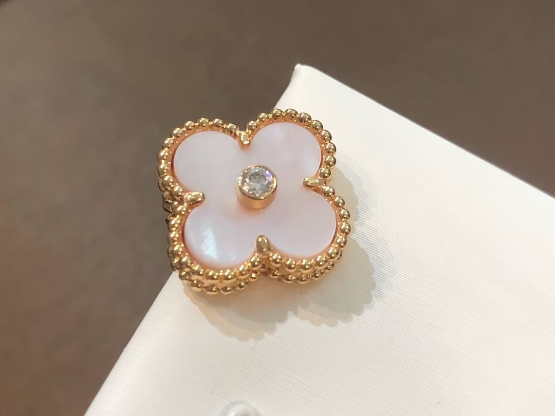 VCA Pink Mother of Pearl Clover Stud Earrings - Original Replica Club