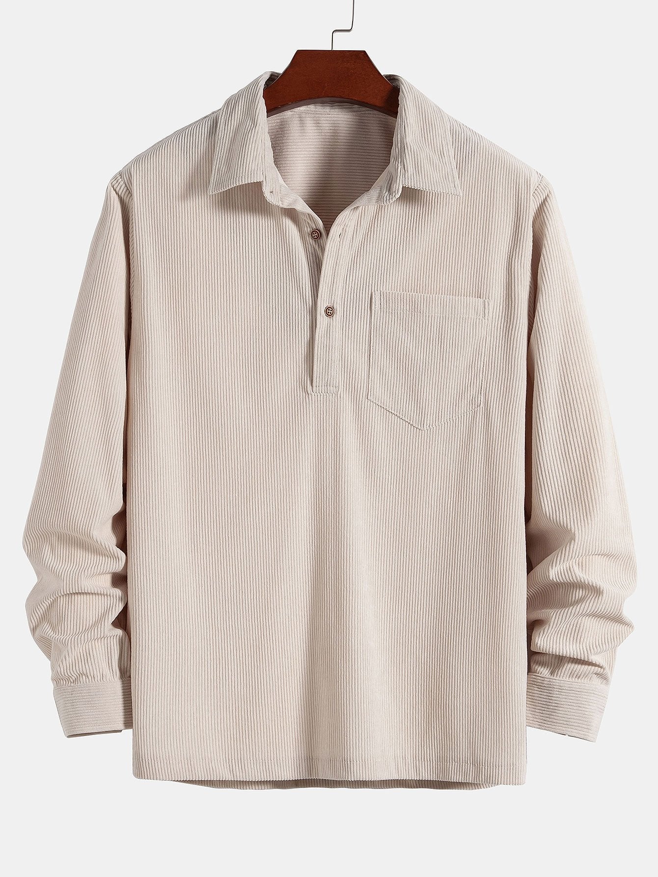 Long Sleeve Polo Collar Corduroy Shirt & Straight Leg Corduroy Pants