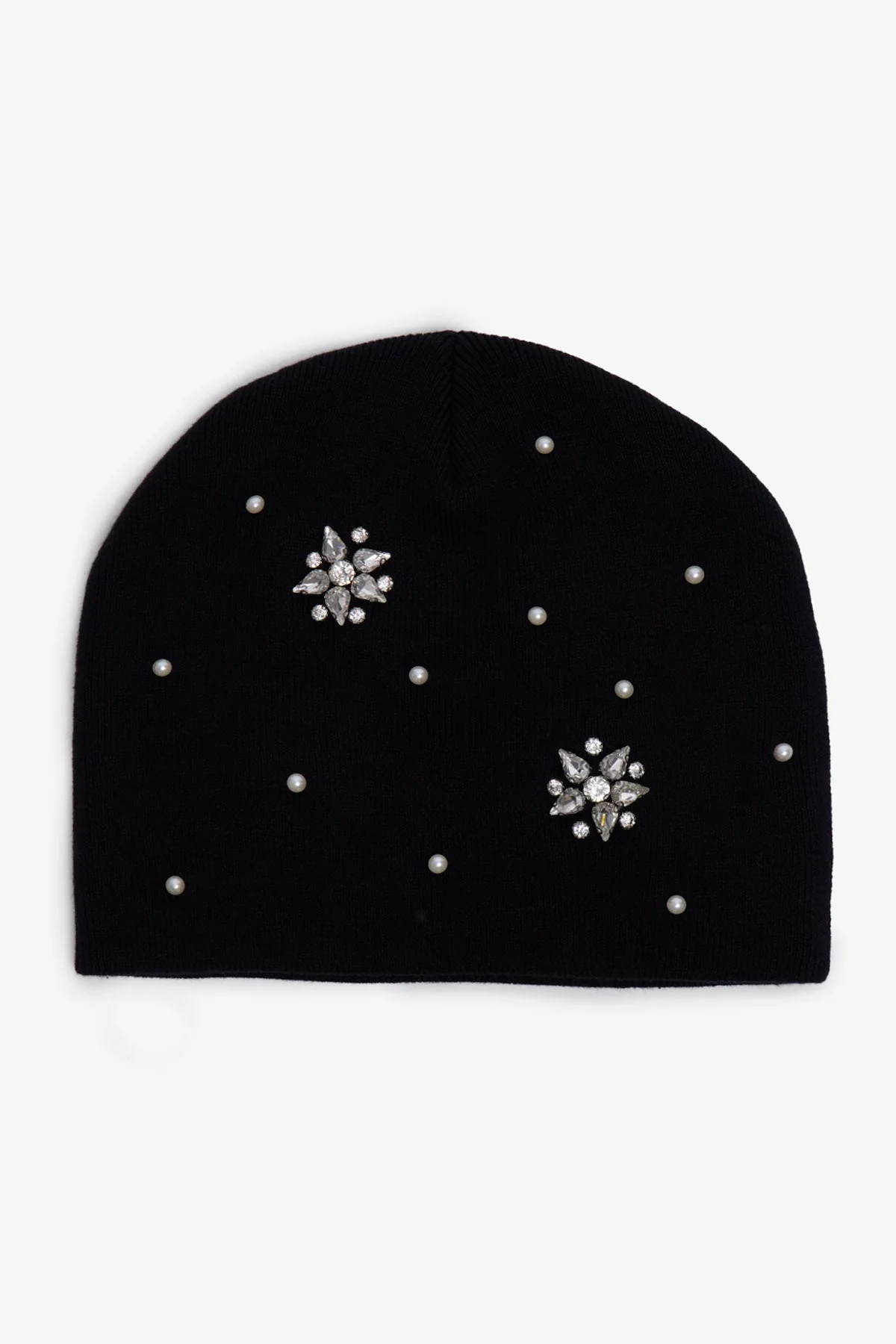 Gemmed Crystal Beanie - Black