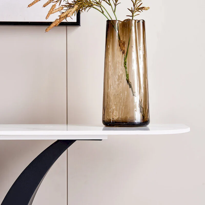Contemporary Console Table with Elegant Design, Metal Frame, and Adjustable Foot Pads for Entryway
