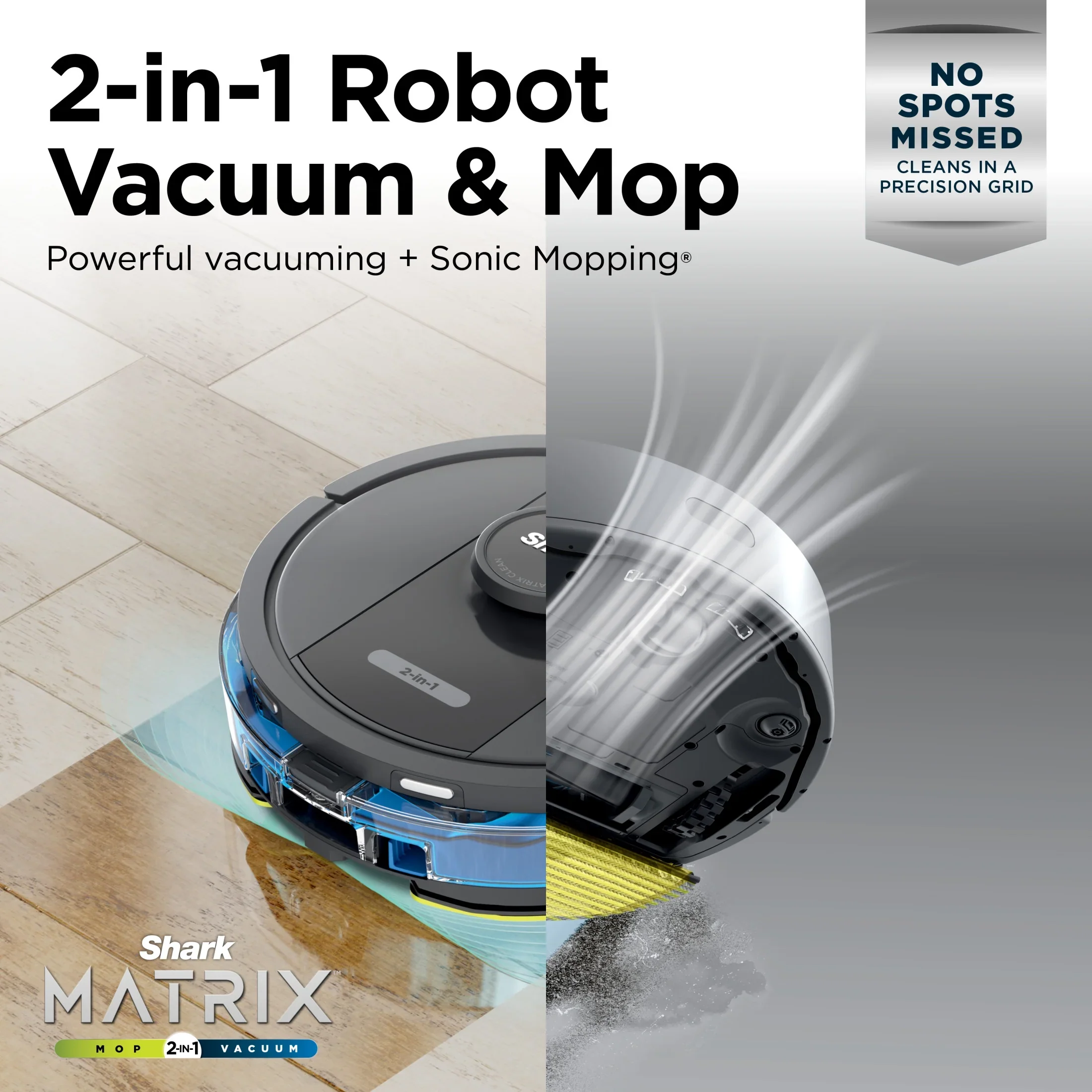 Shark IQ 2in1 Self-Empty Robot Vacuum & Mop, 30-Day Capacity, Precision Home Mapping, Sonic Mopping, Self-Emptying, Smart Mapping, Wi-Fi Connected, LIDAR Navigation, Mop Combo, Pet Hair