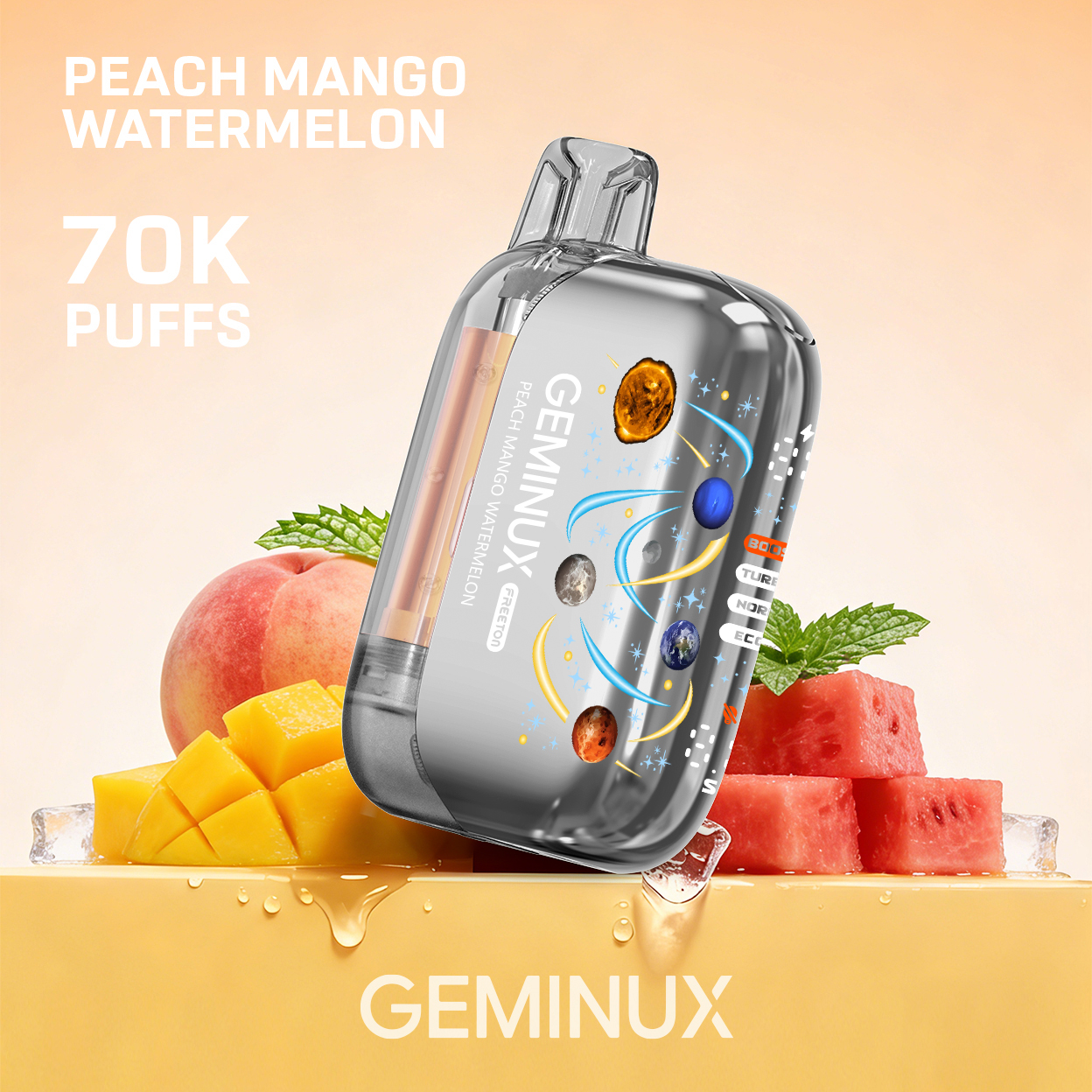 GEMINUX Pocket Galaxy Vape, 70000 Puffs Dual Mesh Coil Pocket Size Disposable Device