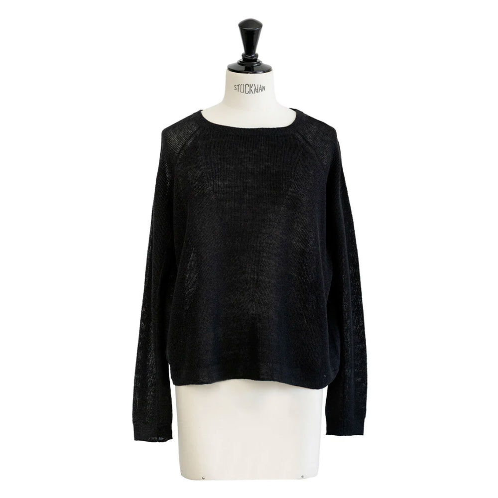 C.T.plage - Pull Côtelé Manches Raglan - Noir