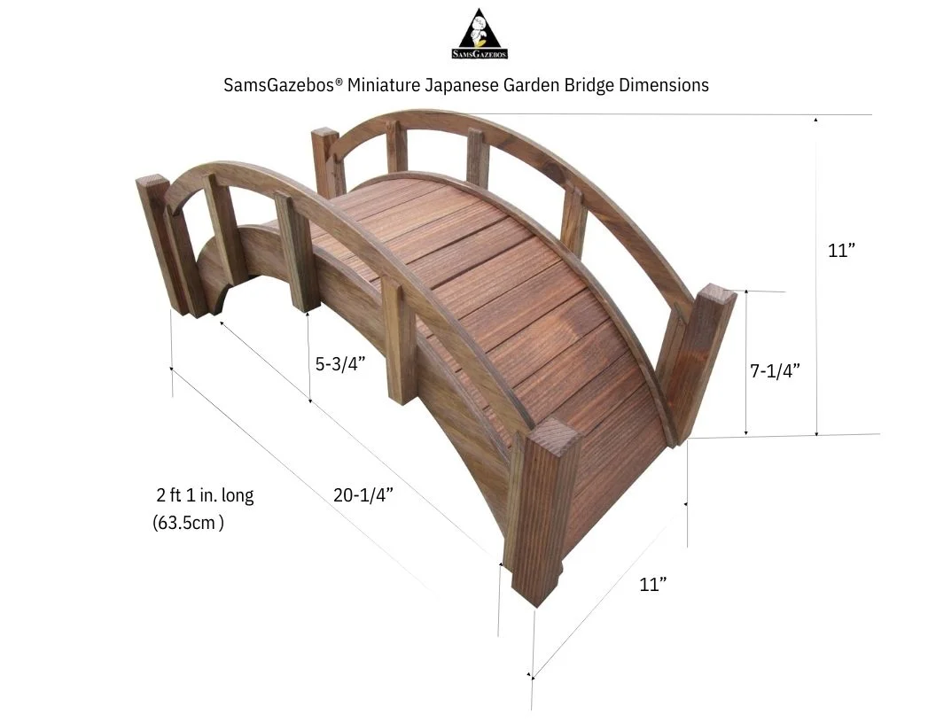 SamsGazebos Miniature Japanese Wood Garden Bridge, 25-Inch, Brown, Treated - Image 8