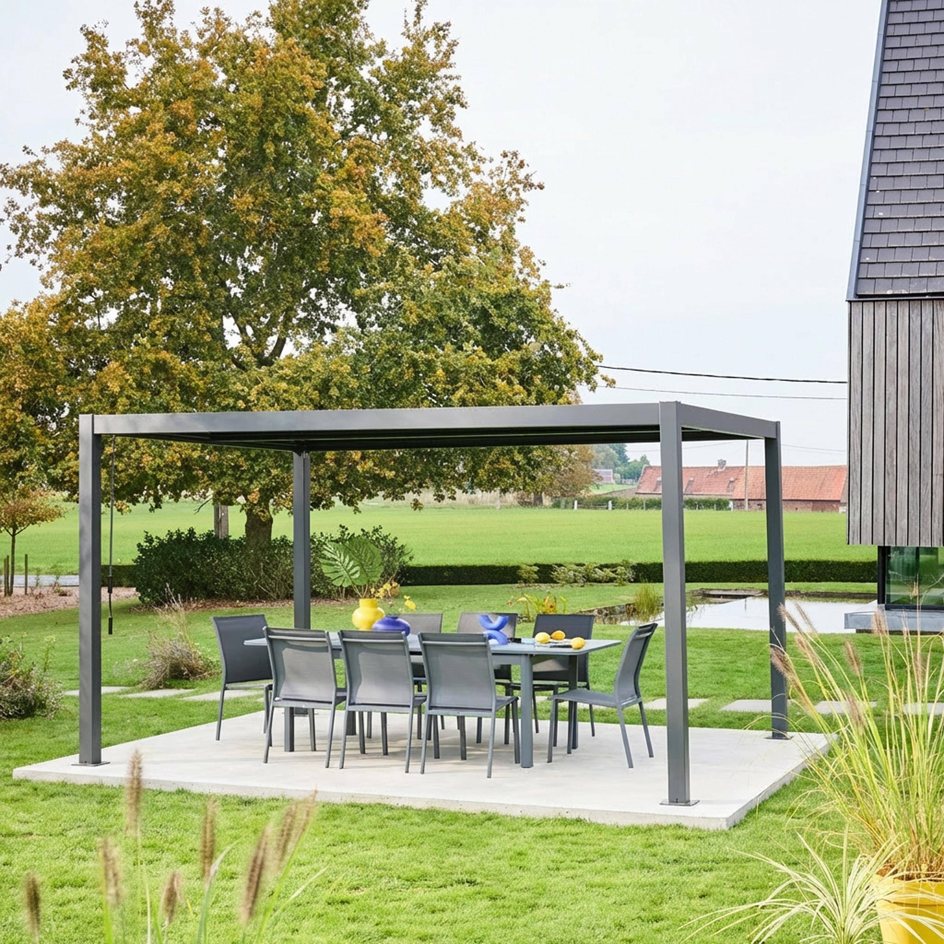 Palace 3x4m - Pérgola bioclimática 3x4m de aluminio y acero con lamas orientables
