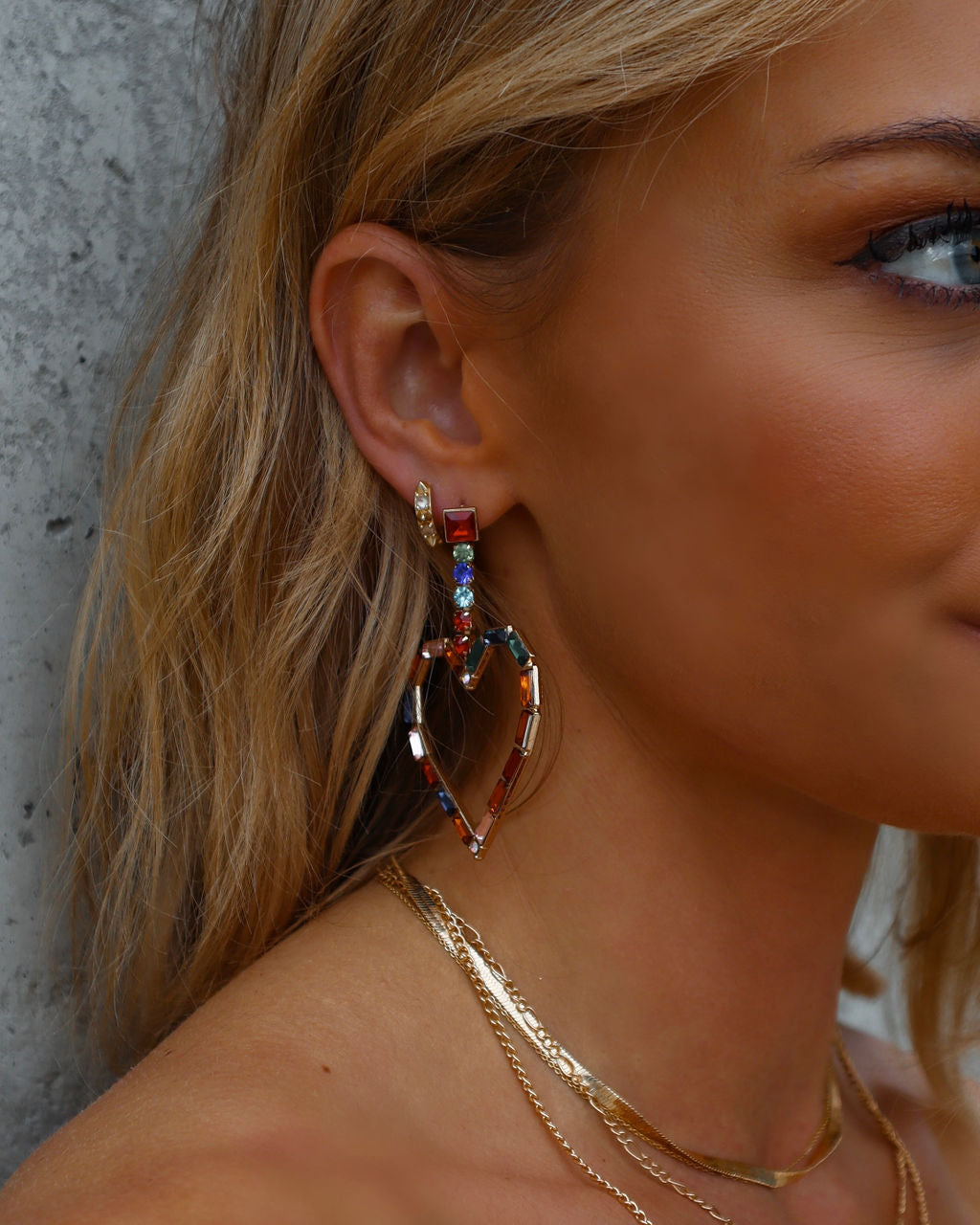 Color My Heart Gem Drop Earrings - Multi - Se7enfashion