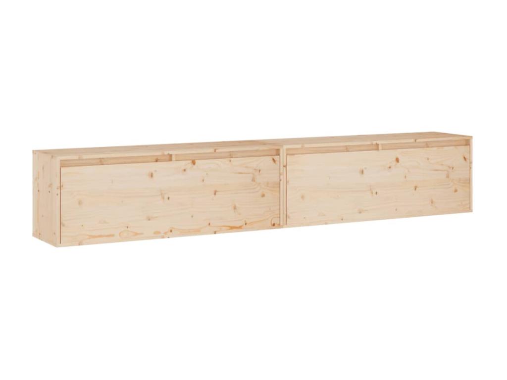Armario de pared 2 uds madera maciza de pino 100x30x35 cm Marrón