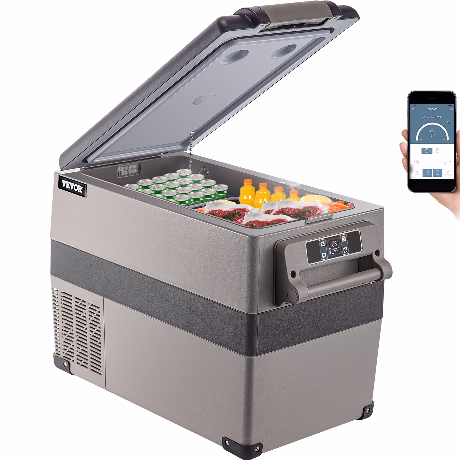 BENTISM 22L Portable Car Refrigerator, 23 Quart RV Fridge, 12/24V DC & 110-240V AC Vehicle Car Truck Boat Mini Electric Cooler for Driving Travel Fishing Outdoor and Home Use