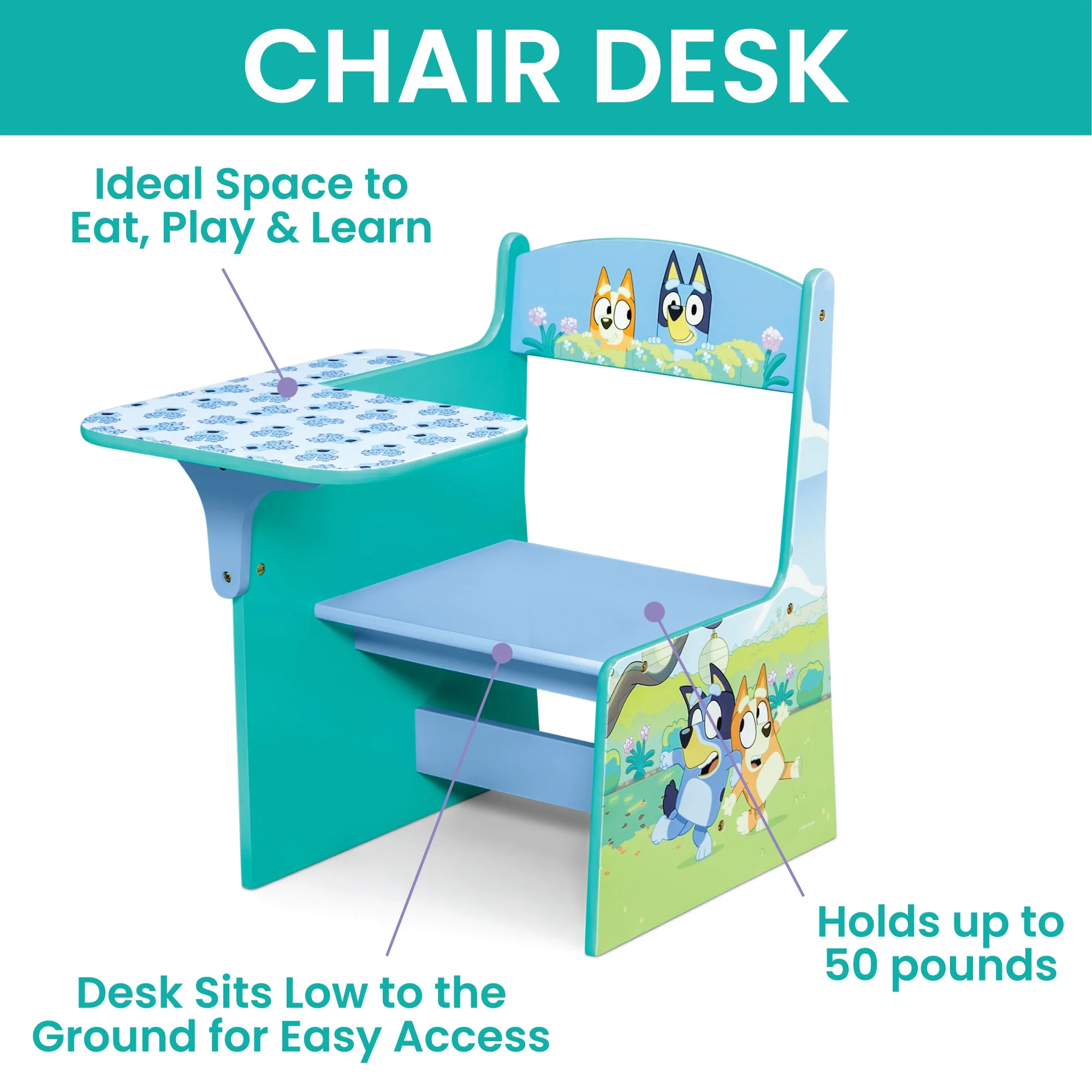 Bluey 3-Piece Toddler Bedroom Set by Delta Children, Blue - Image 5