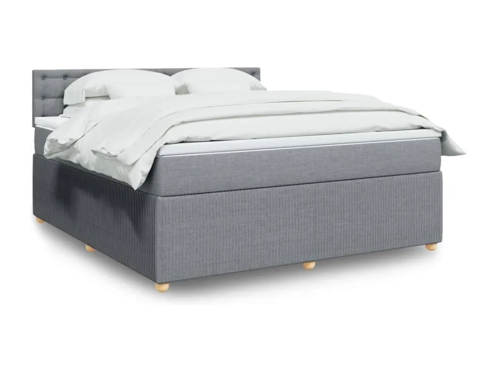 Cama box spring con colchón tela gris claro 180x200 cm dgy3519300