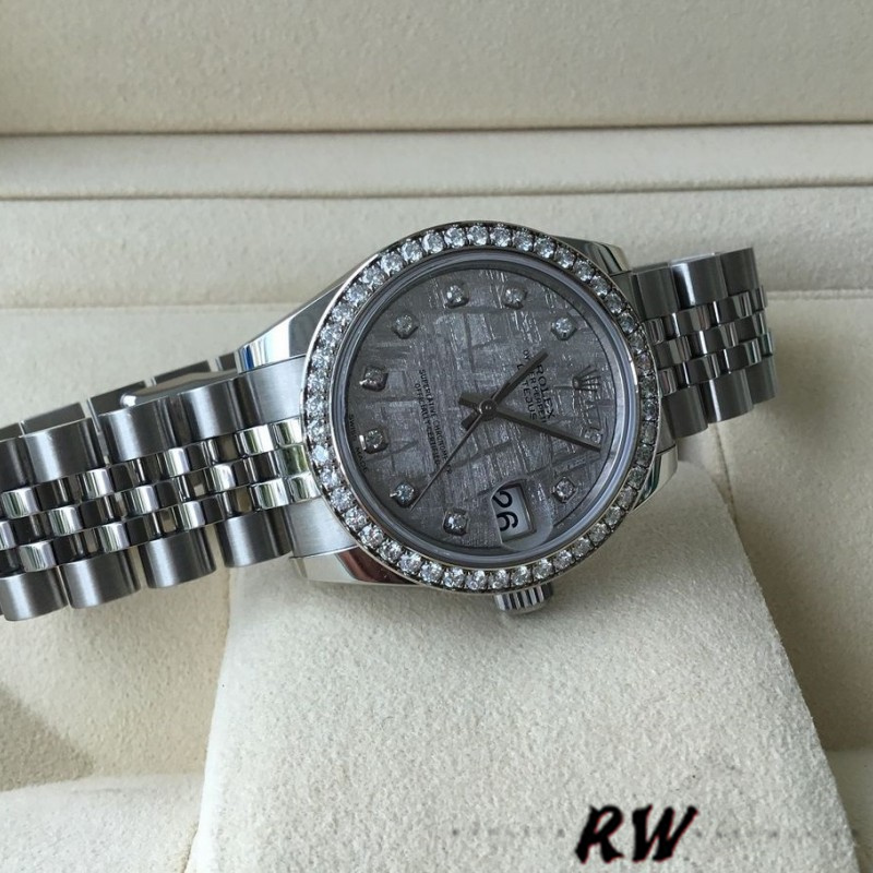 Rolex Datejust 178384 Meteorite Grey Dial Diamond Bezel 31MM Lady Replica Watch